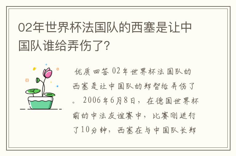 02年世界杯法国队的西塞是让中国队谁给弄伤了?