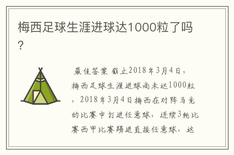 梅西足球生涯进球达1000粒了吗?