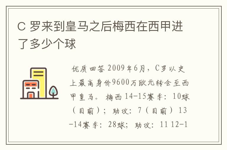 C 罗来到皇马之后梅西在西甲进了多少个球