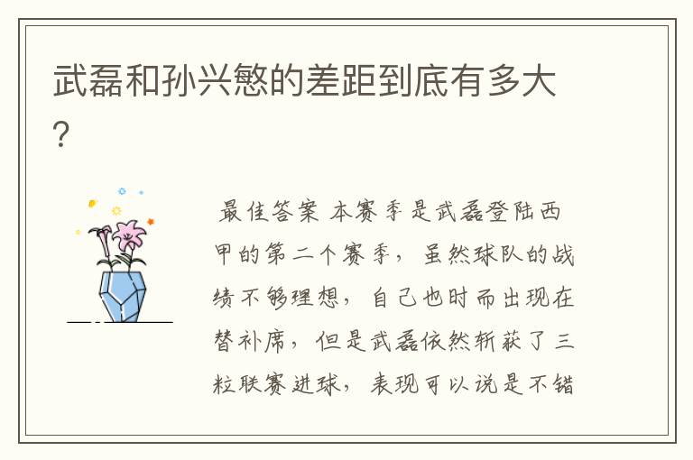 武磊和孙兴慜的差距到底有多大?
