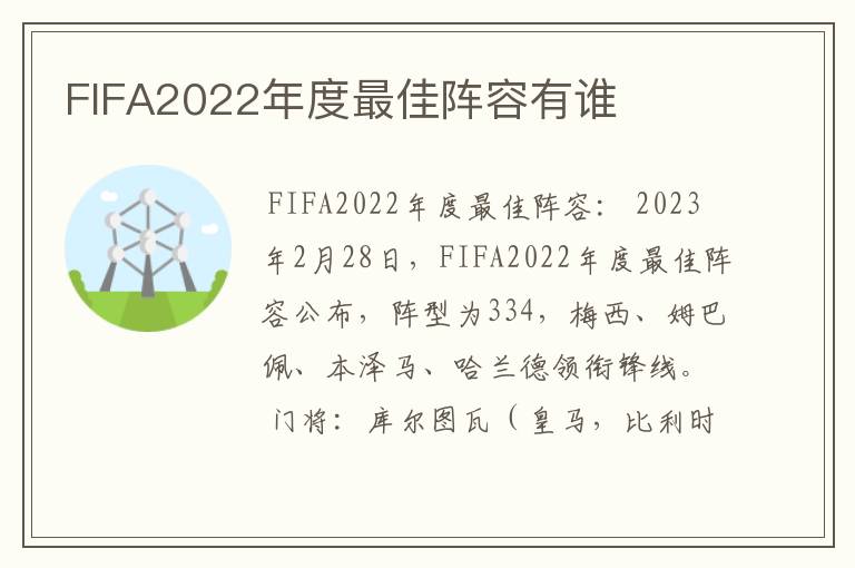 FIFA2022年度最佳阵容有谁