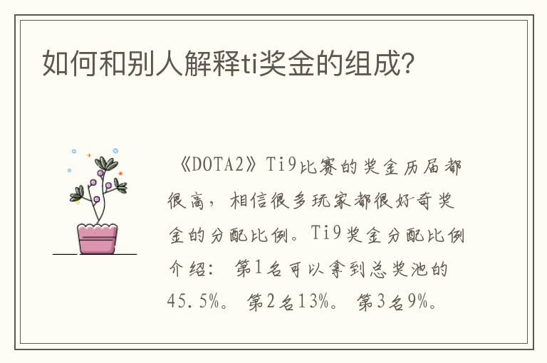 如何和别人解释ti奖金的组成?
