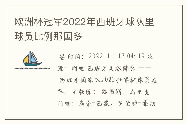 欧洲杯冠军2022年西班牙球队里球员比例那国多