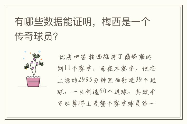 有哪些数据能证明,梅西是一个传奇球员?