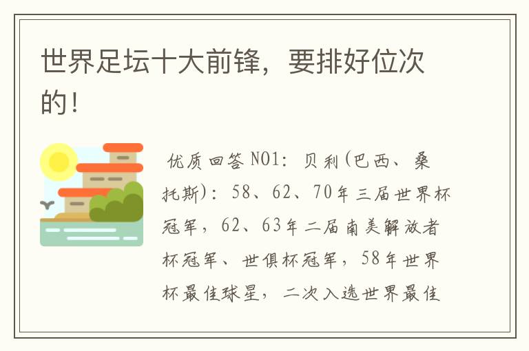 世界足坛十大前锋,要排好位次的!