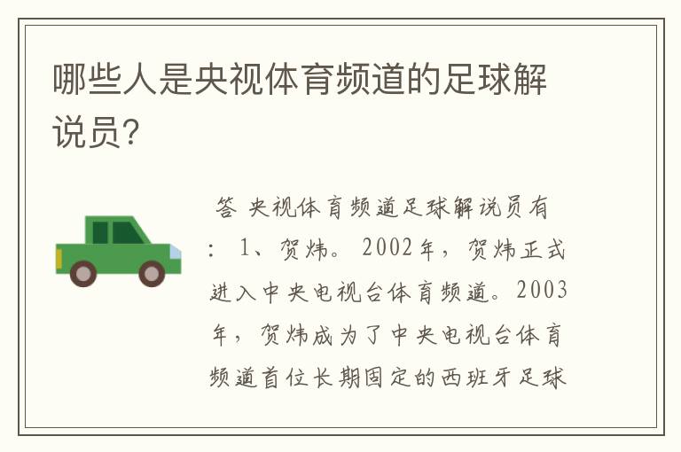哪些人是央视体育频道的足球解说员?