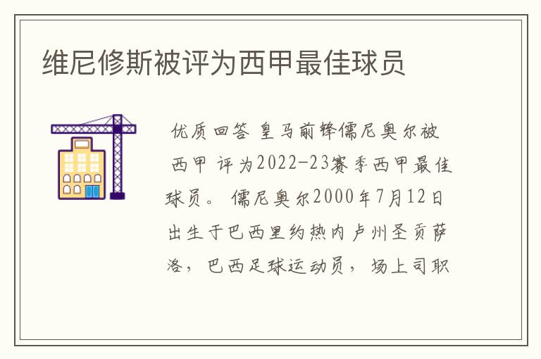 维尼修斯被评为西甲最佳球员