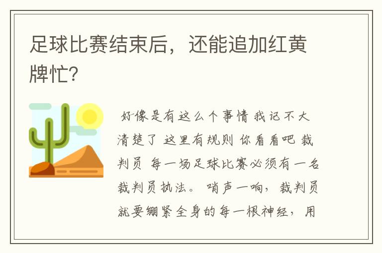足球比赛结束后,还能追加红黄牌忙?