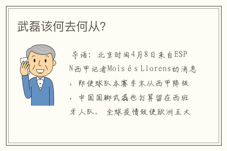 武磊该何去何从?