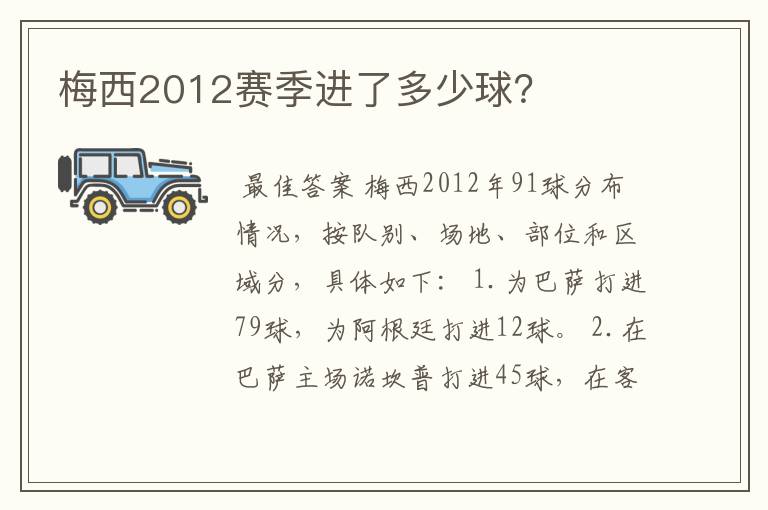 梅西2012赛季进了多少球?