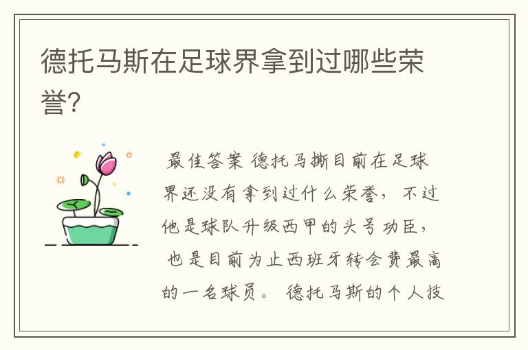 德托马斯在足球界拿到过哪些荣誉?