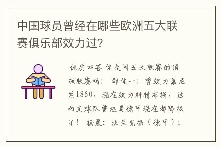 中国球员曾经在哪些欧洲五大联赛俱乐部效力过?