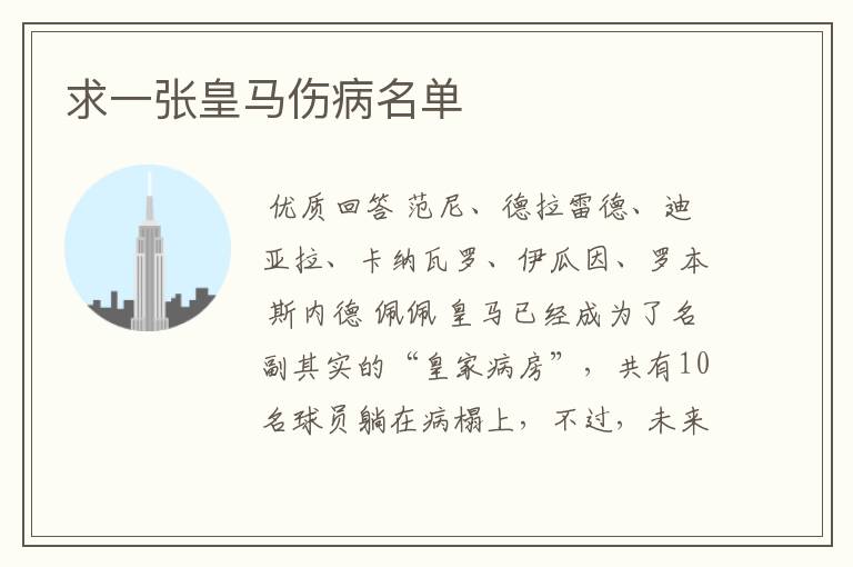 求一张皇马伤病名单