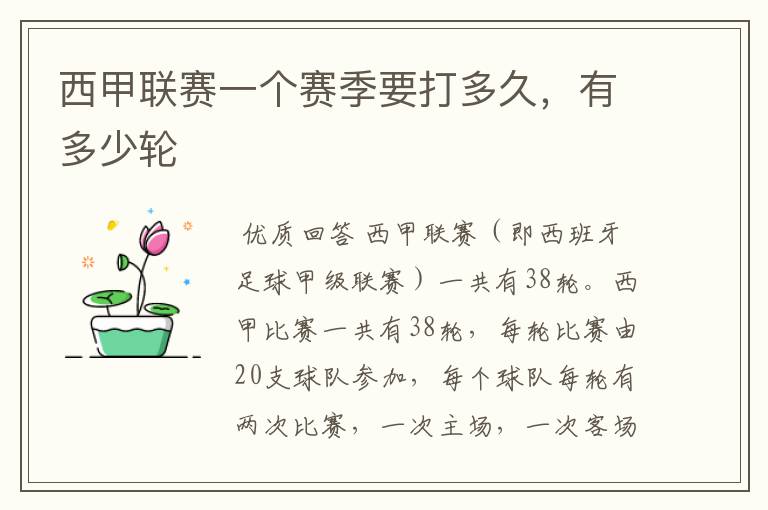 西甲联赛一个赛季要打多久,有多少轮