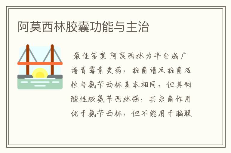 阿莫西林胶囊功能与主治