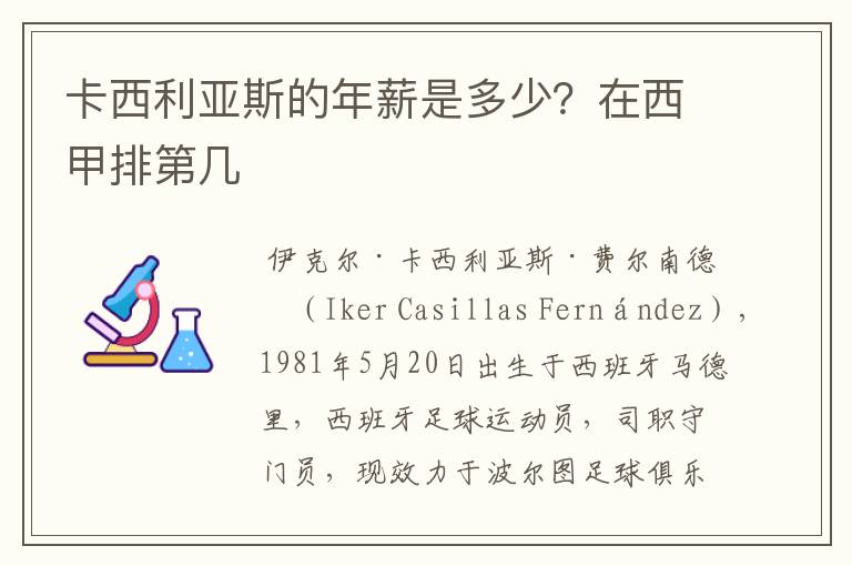 卡西利亚斯的年薪是多少?在西甲排第几