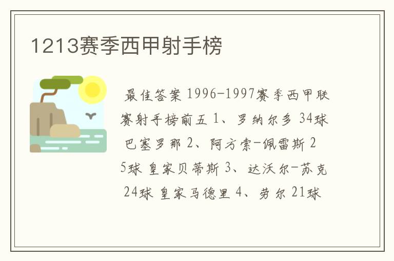 1213赛季西甲射手榜