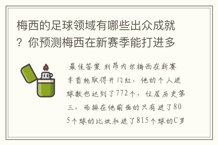 梅西的足球领域有哪些出众成就?你预测梅西在新赛季能打进多少进球呢?