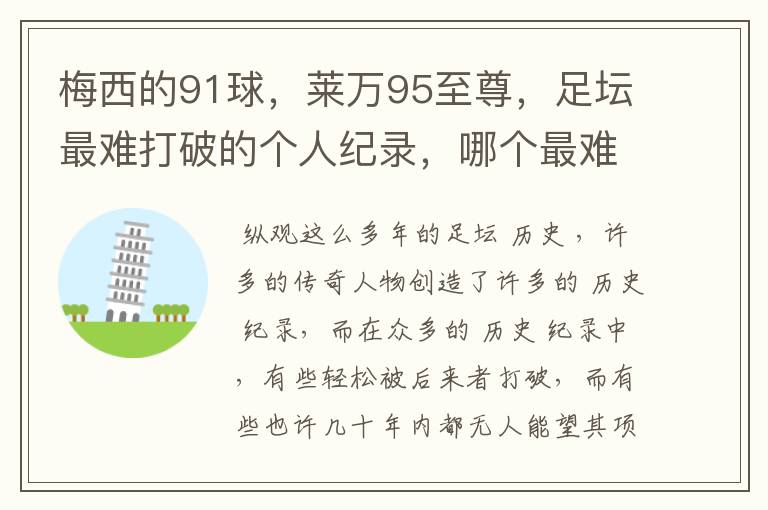 梅西的91球,莱万95至尊,足坛最难打破的个人纪录,哪个最难?