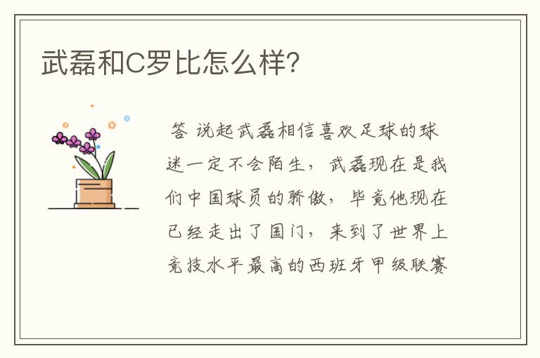 武磊和C罗比怎么样?