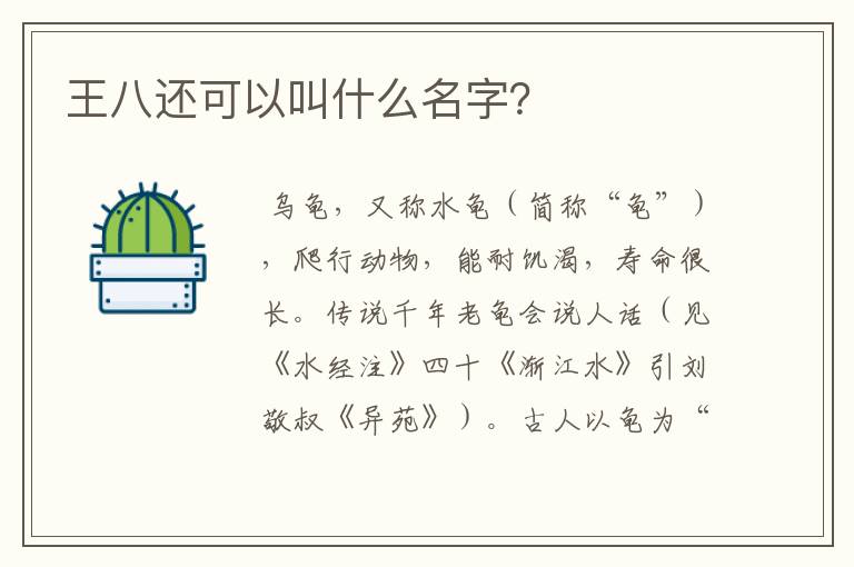 王八还可以叫什么名字?