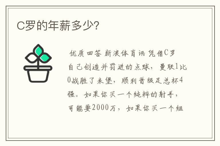 C罗的年薪多少?