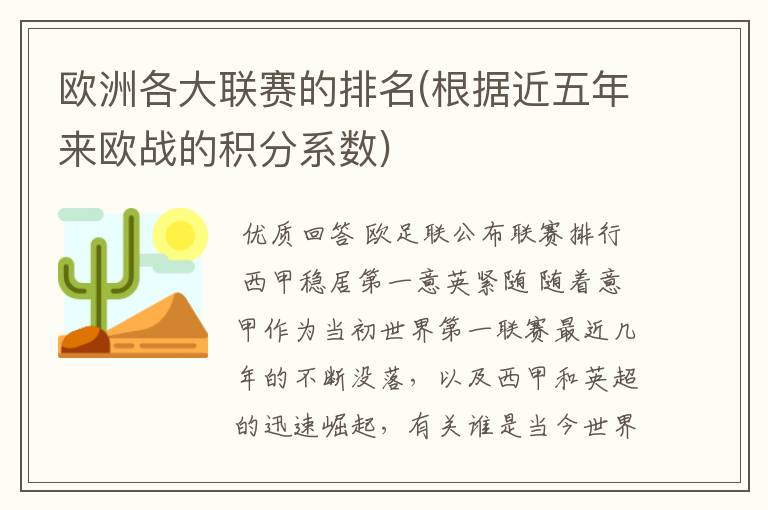 欧洲各大联赛的排名(根据近五年来欧战的积分系数)