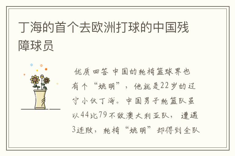 丁海的首个去欧洲打球的中国残障球员