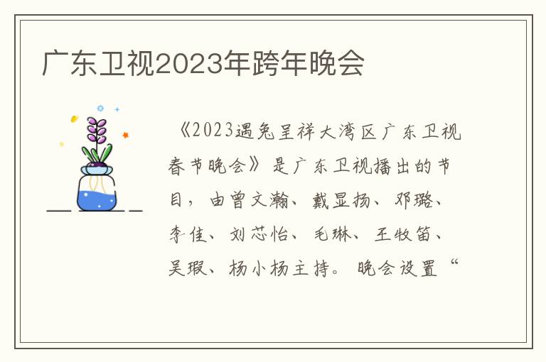 广东卫视2023年跨年晚会