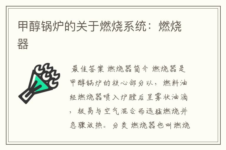 甲醇锅炉的关于燃烧系统:燃烧器