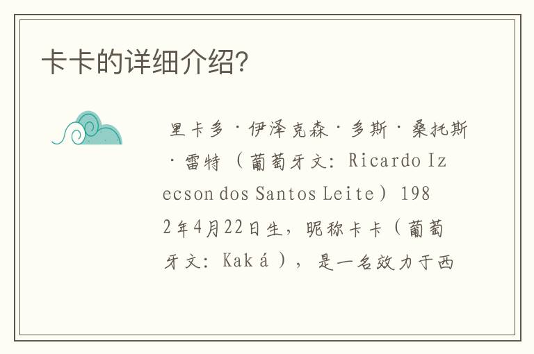 卡卡的详细介绍?