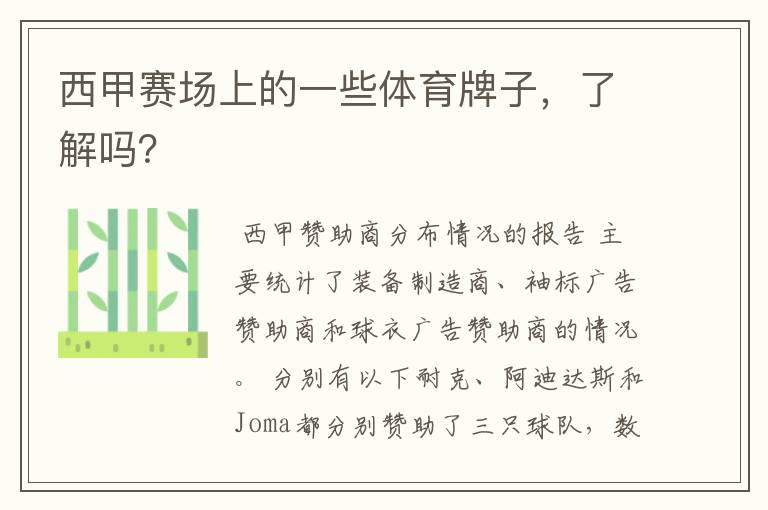 西甲赛场上的一些体育牌子,了解吗?