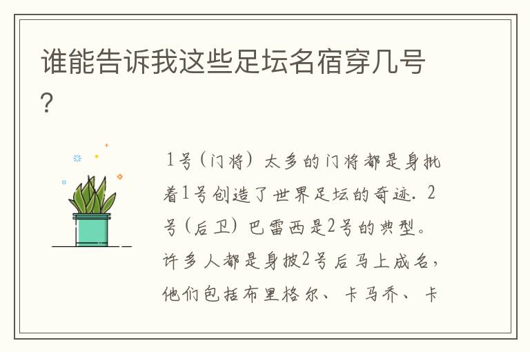 谁能告诉我这些足坛名宿穿几号?