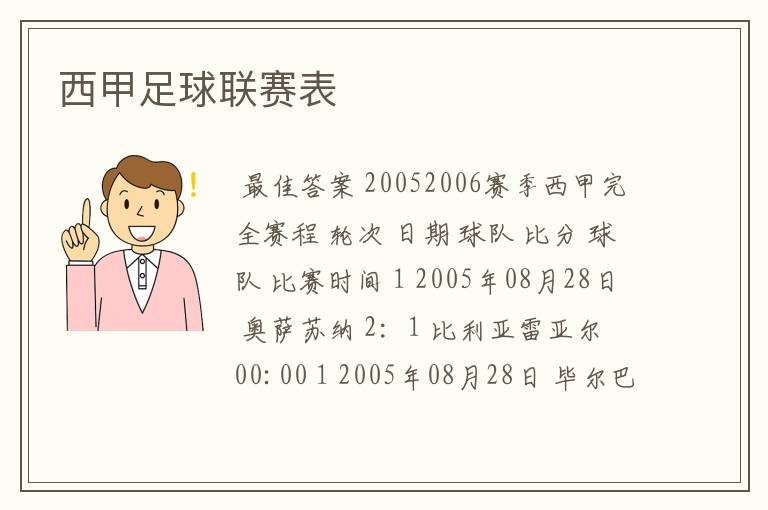西甲足球联赛表
