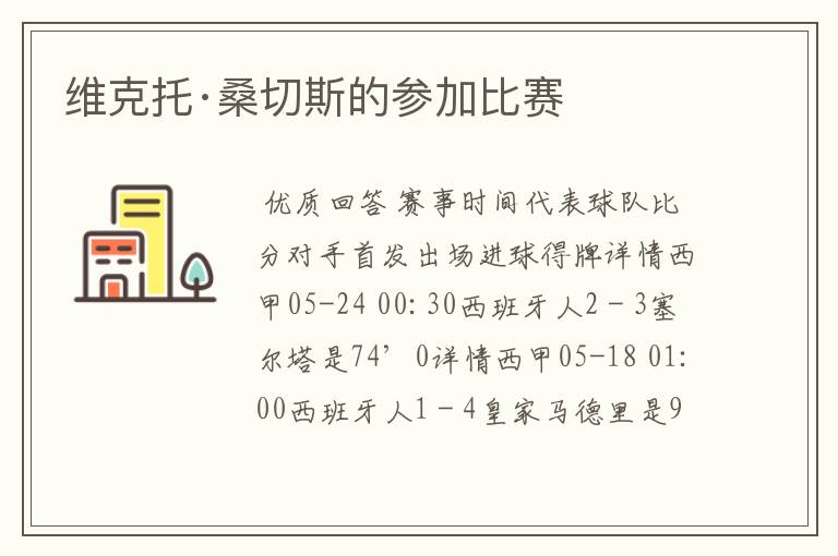 维克托·桑切斯的参加比赛