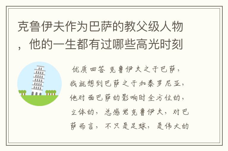 克鲁伊夫作为巴萨的教父级人物,他的一生都有过哪些高光时刻?