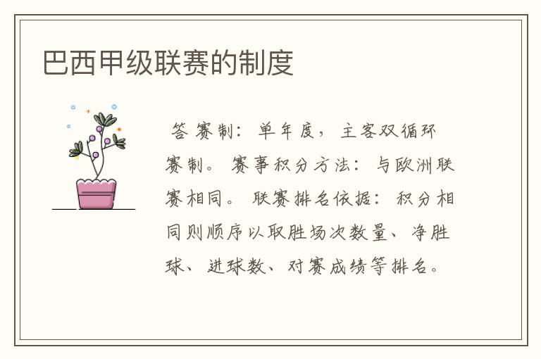 巴西甲级联赛的制度