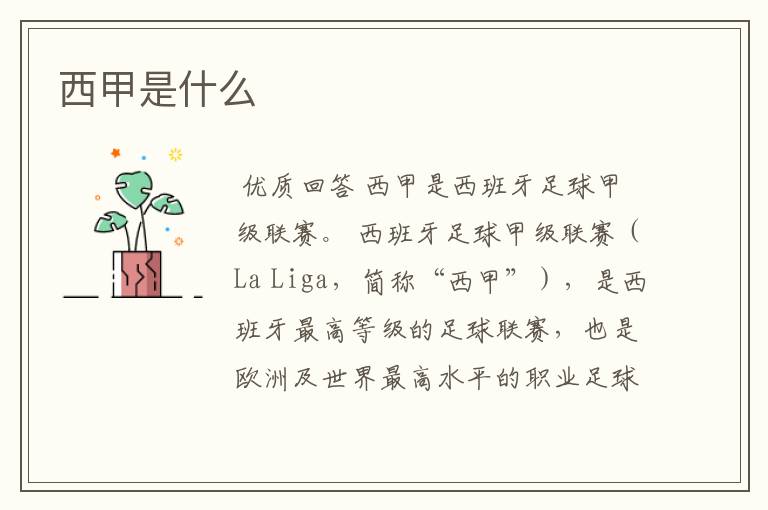 西甲是什么