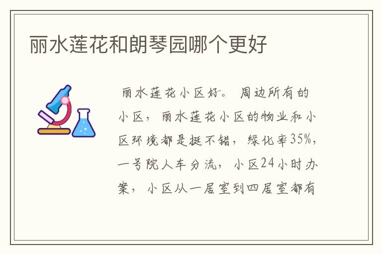 丽水莲花和朗琴园哪个更好