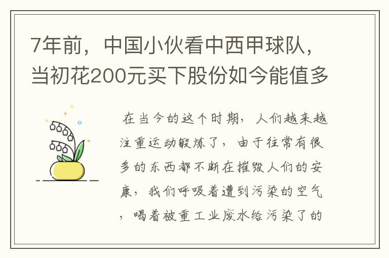 7年前,中国小伙看中西甲球队,当初花200元买下股份如今能值多少?