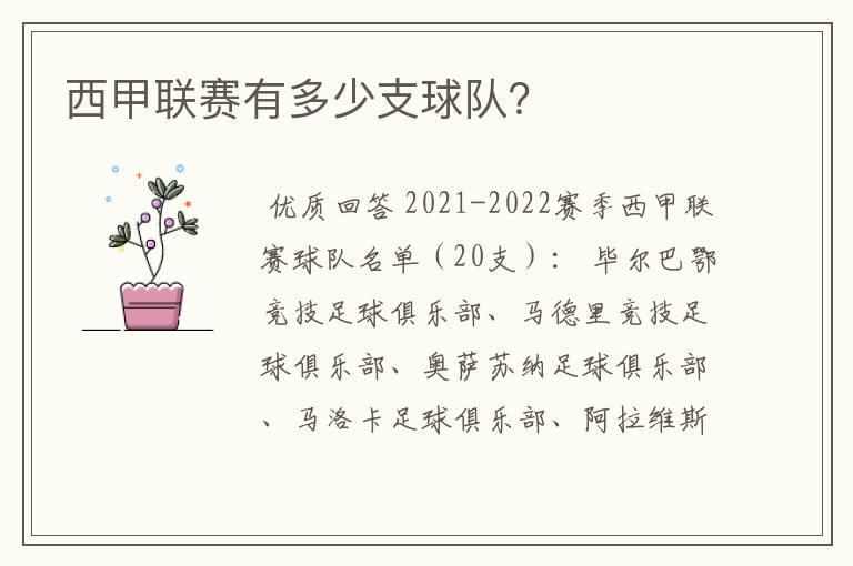 西甲联赛有多少支球队?