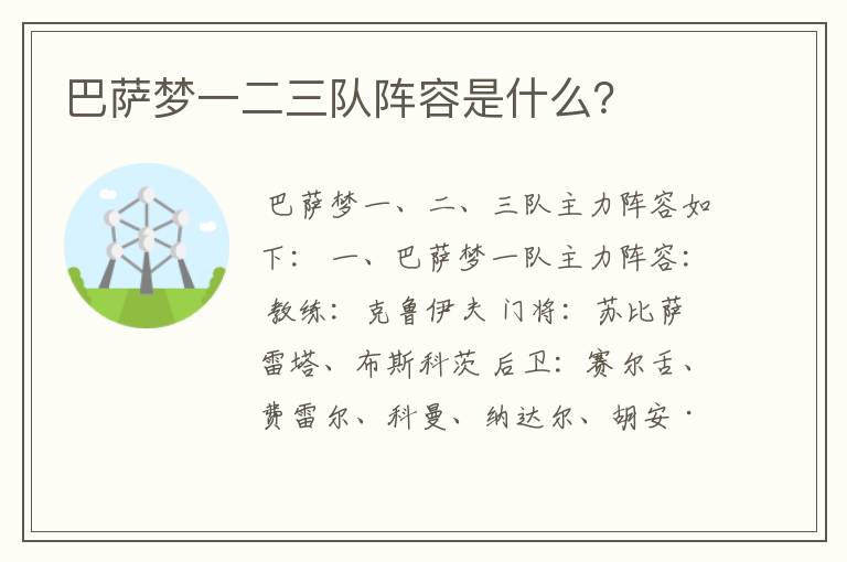 巴萨梦一二三队阵容是什么?