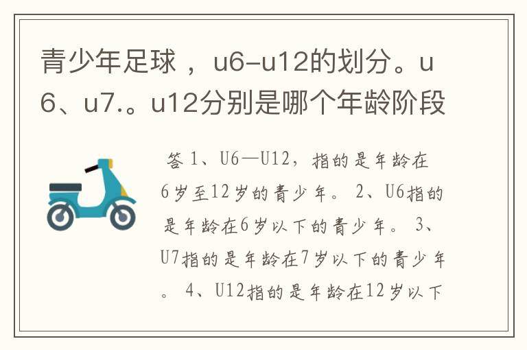 青少年足球 ,u6-u12的划分。u6、u7.。u12分别是哪个年龄阶段