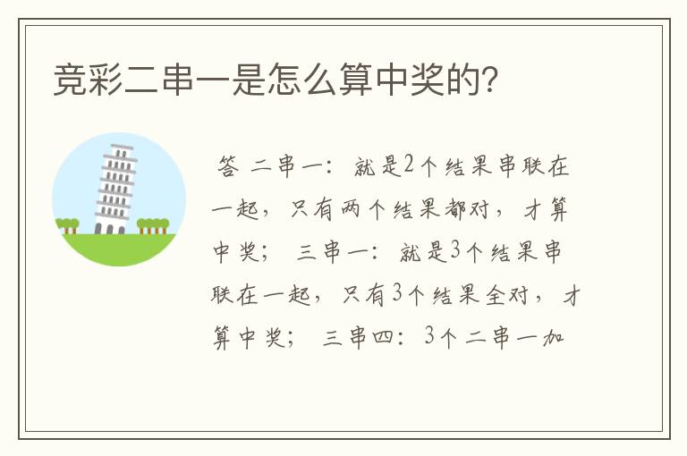 竞彩二串一是怎么算中奖的?