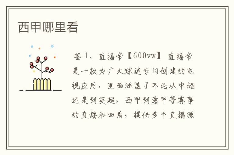 西甲哪里看