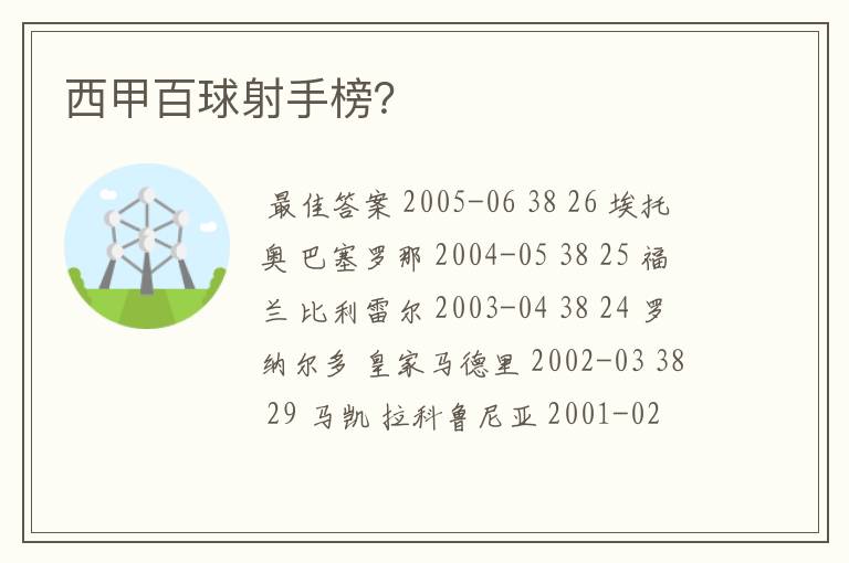 西甲百球射手榜?