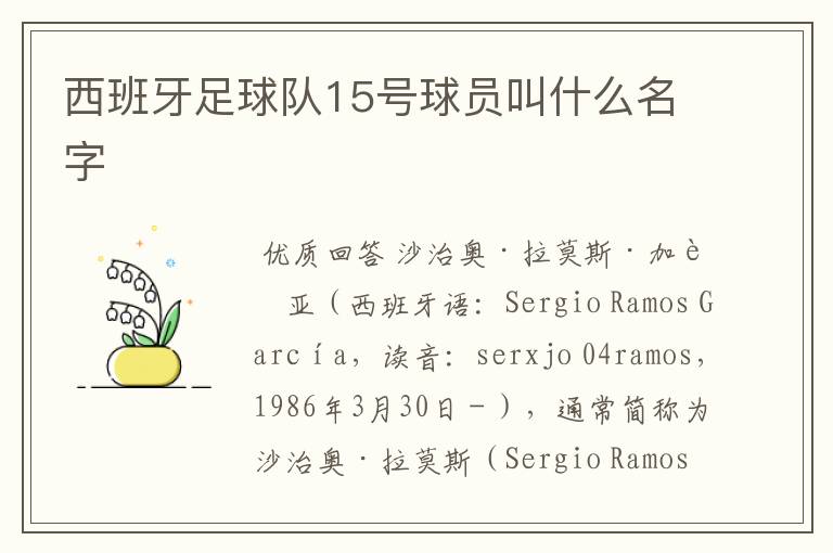 西班牙足球队15号球员叫什么名字