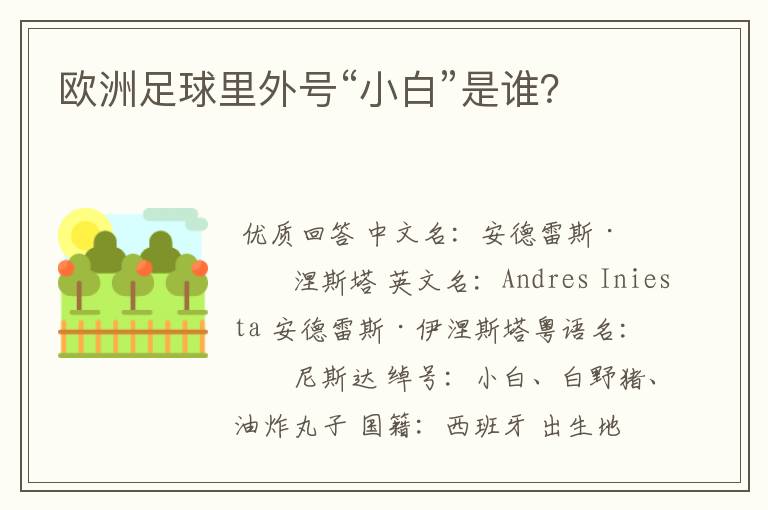 欧洲足球里外号“小白”是谁?