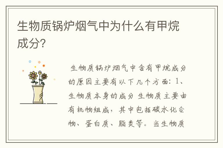 生物质锅炉烟气中为什么有甲烷成分?