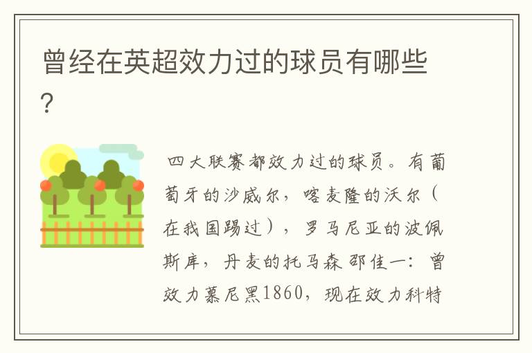 曾经在英超效力过的球员有哪些?